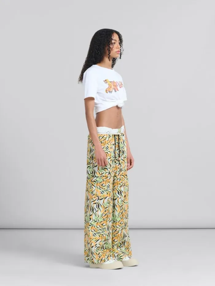 Women Marni Tops and Tshirts White Organic Jersey RegularFit TShirt With Print