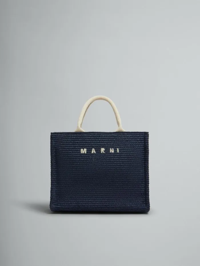 Women Marni Tote Bags Blue RaffiaEffect Small Tote Bag