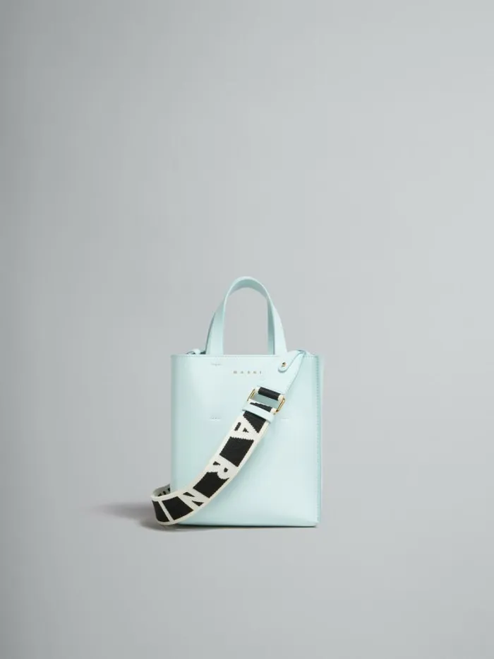 Women Marni Tote Bags Museo Mini Bag In Light Blue Leather