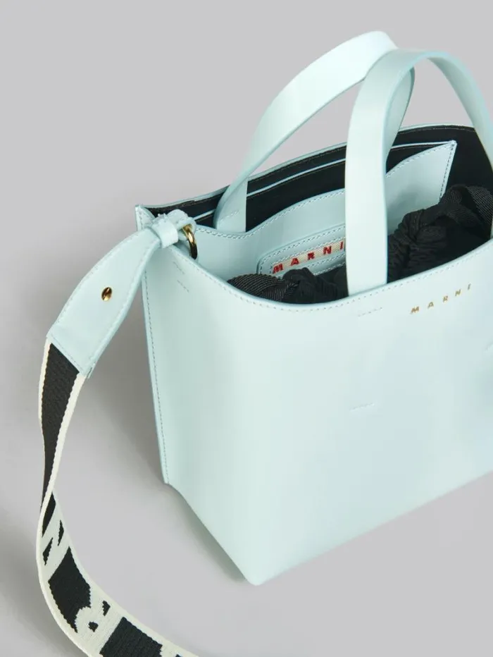Women Marni Tote Bags Museo Mini Bag In Light Blue Leather