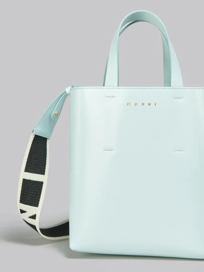 Women Marni Tote Bags Museo Mini Bag In Light Blue Leather