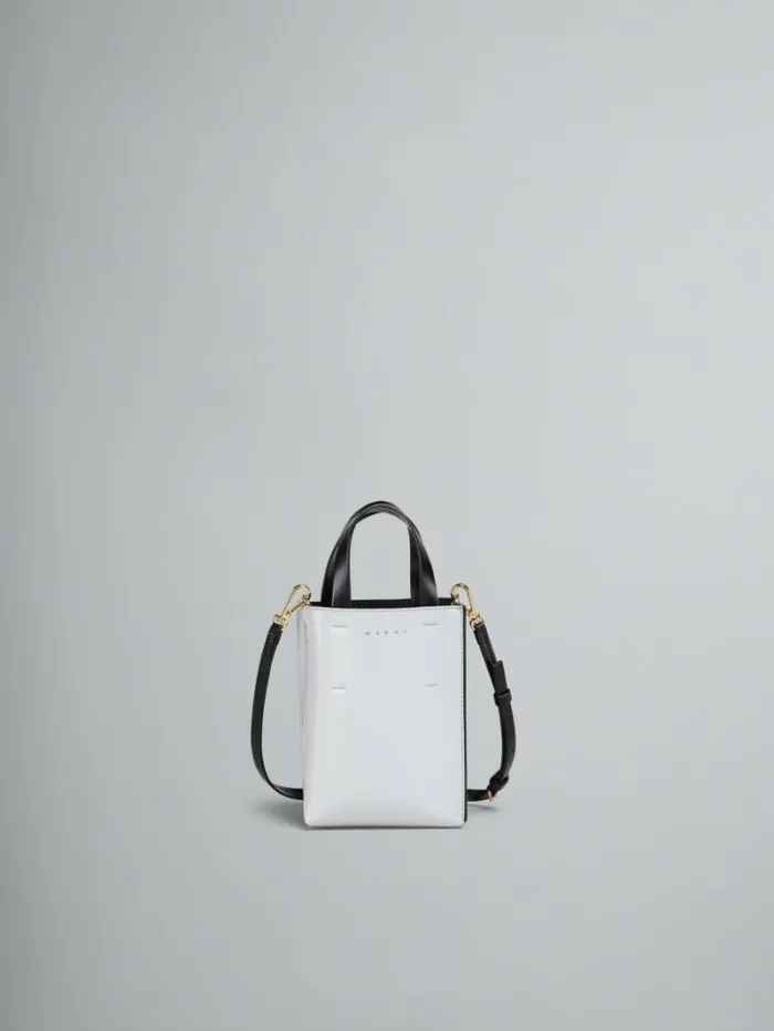 Women Marni Tote Bags Museo Nano Bag In White And Black Leather