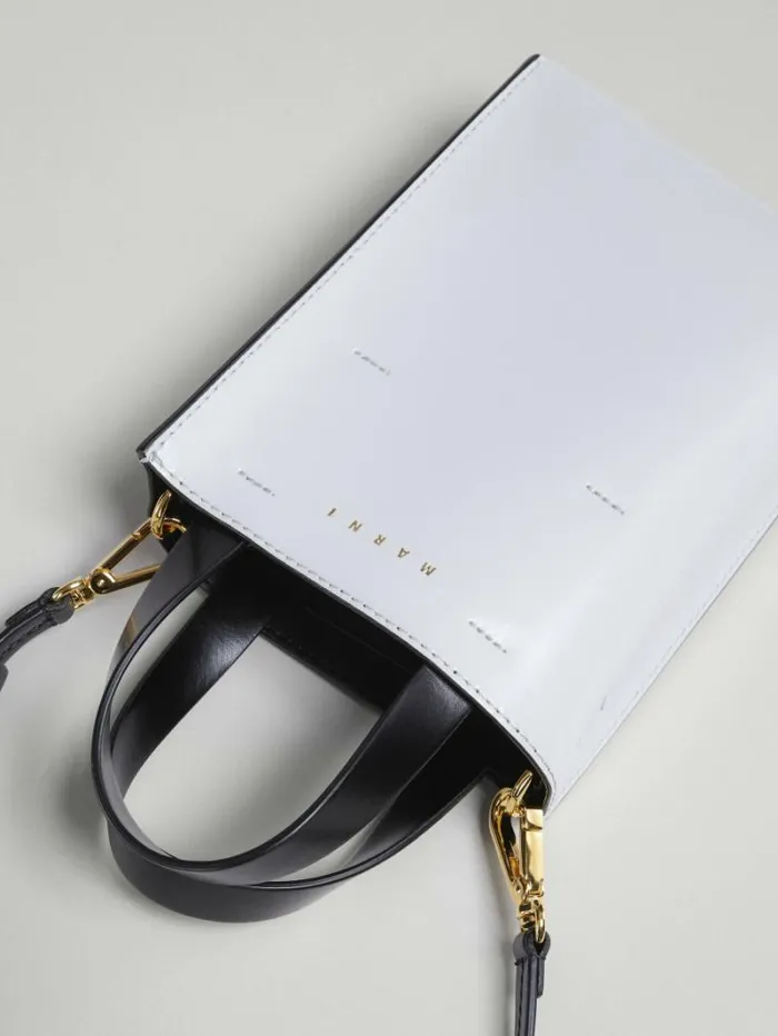 Women Marni Tote Bags Museo Nano Bag In White And Black Leather