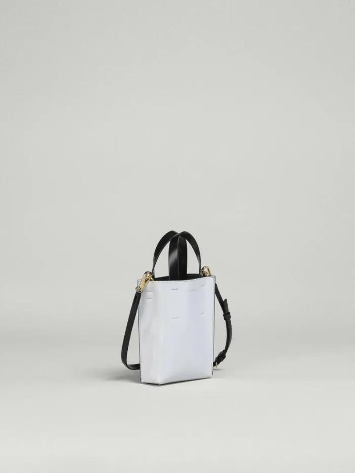 Women Marni Tote Bags Museo Nano Bag In White And Black Leather