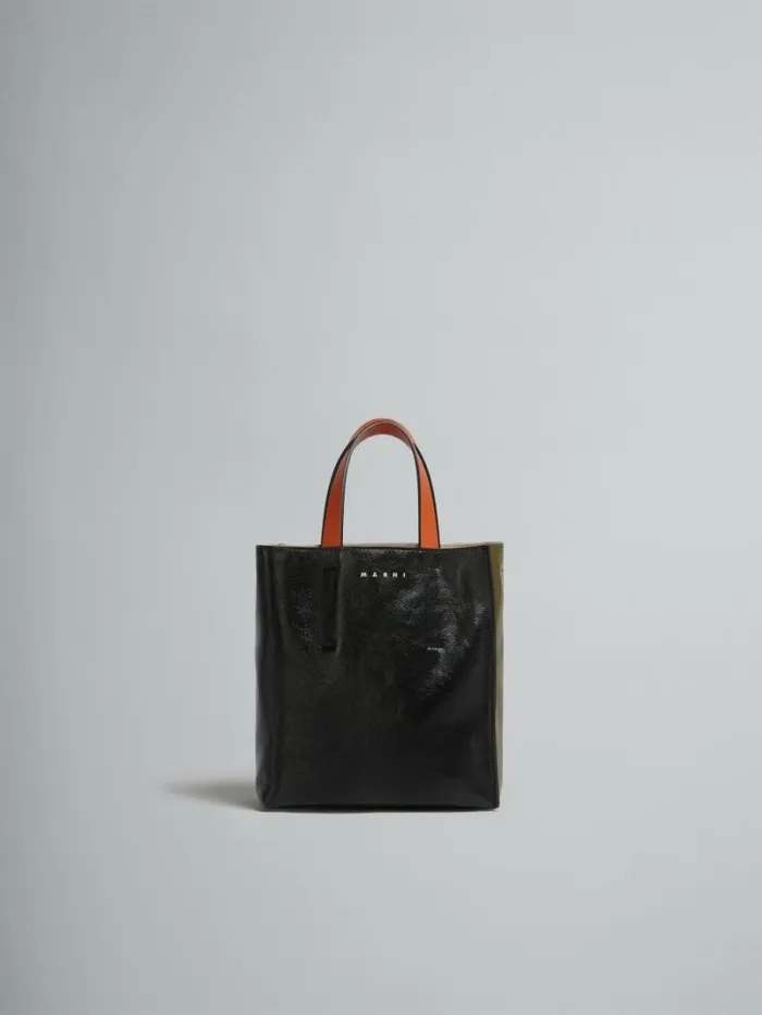 Women Marni Tote Bags Museo Soft Mini Bag In Black And Green Leather