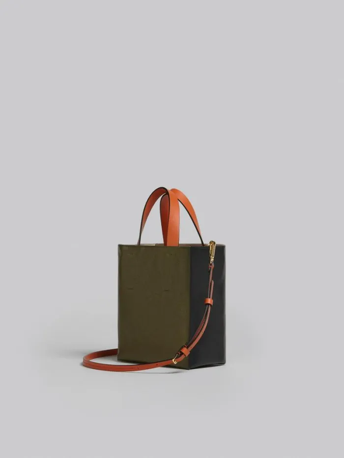 Women Marni Tote Bags Museo Soft Mini Bag In Black And Green Leather