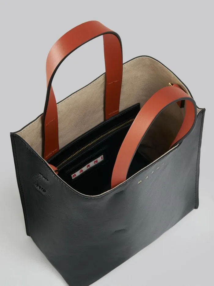 Women Marni Tote Bags Museo Soft Mini Bag In Black And Green Leather