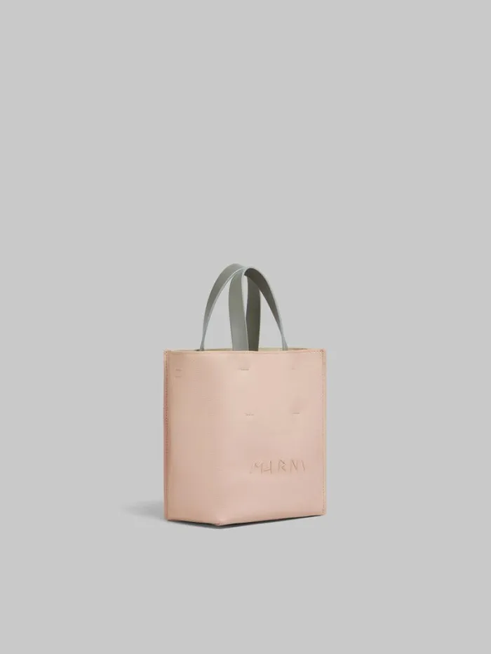Women Marni Tote Bags Museo Soft Mini Bag In Light Pink And Beige Leather With Marni Symbol Embroidery