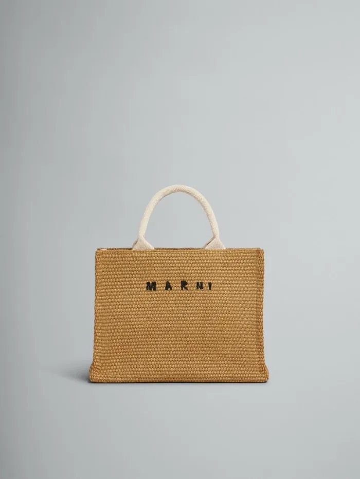 Women Marni Tote Bags NaturalColoured RaffiaEffect Small Tote Bag