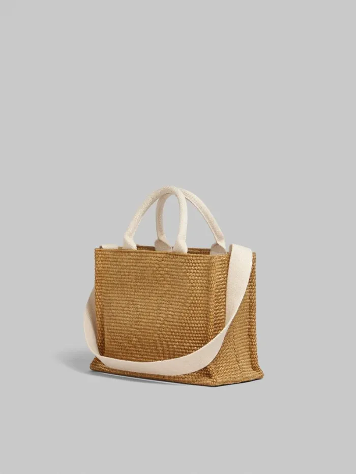 Women Marni Tote Bags NaturalColoured RaffiaEffect Small Tote Bag