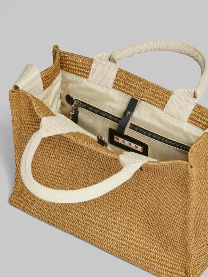 Women Marni Tote Bags NaturalColoured RaffiaEffect Small Tote Bag