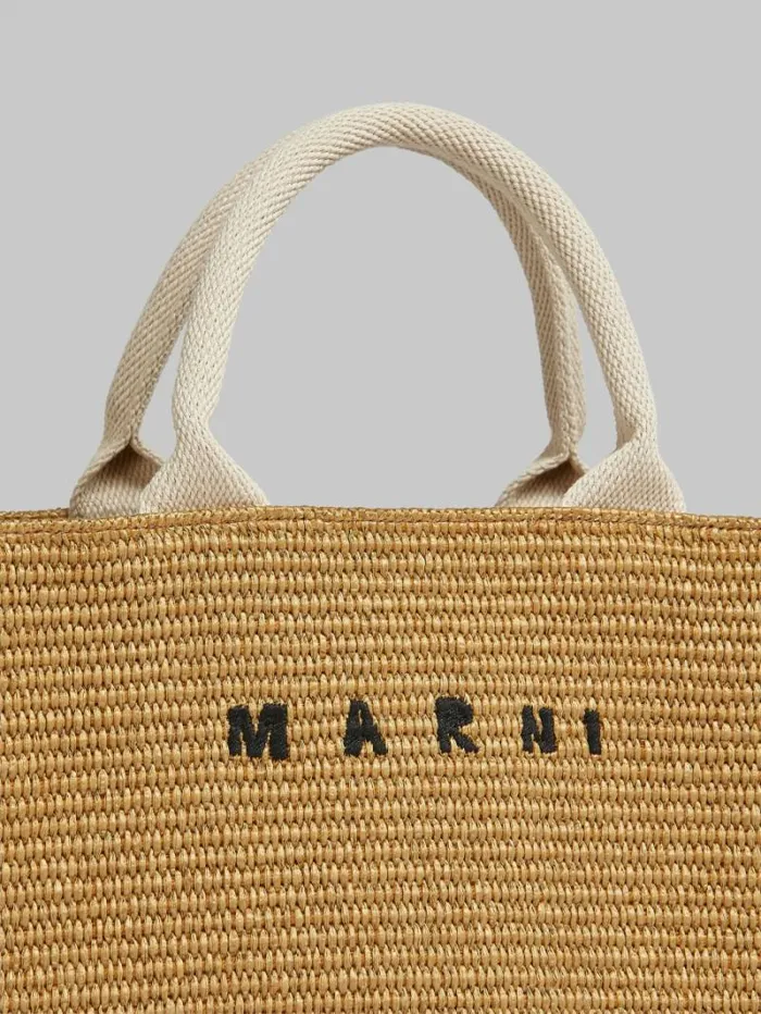 Women Marni Tote Bags NaturalColoured RaffiaEffect Small Tote Bag