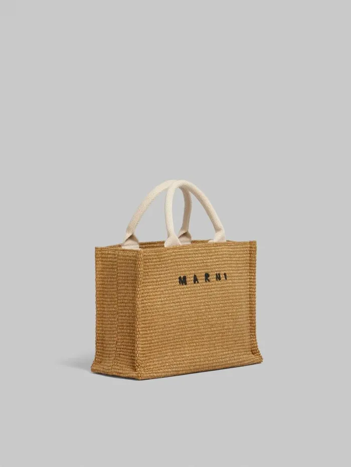 Women Marni Tote Bags NaturalColoured RaffiaEffect Small Tote Bag