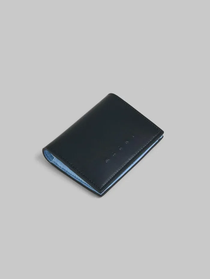 Women Marni Wallets and Small Leather Goods Black Leather Bifold Wallet With Raised Marni Logo