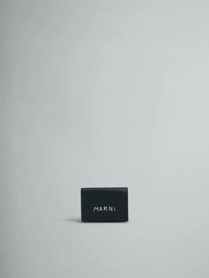 Women Marni Wallets and Small Leather Goods Black Leather Trifold Wallet With Marni Symbol Embroidery Women Marni Wallets and Small Leather Goods Black Leather Trifold Wallet With Marni Symbol Embroidery