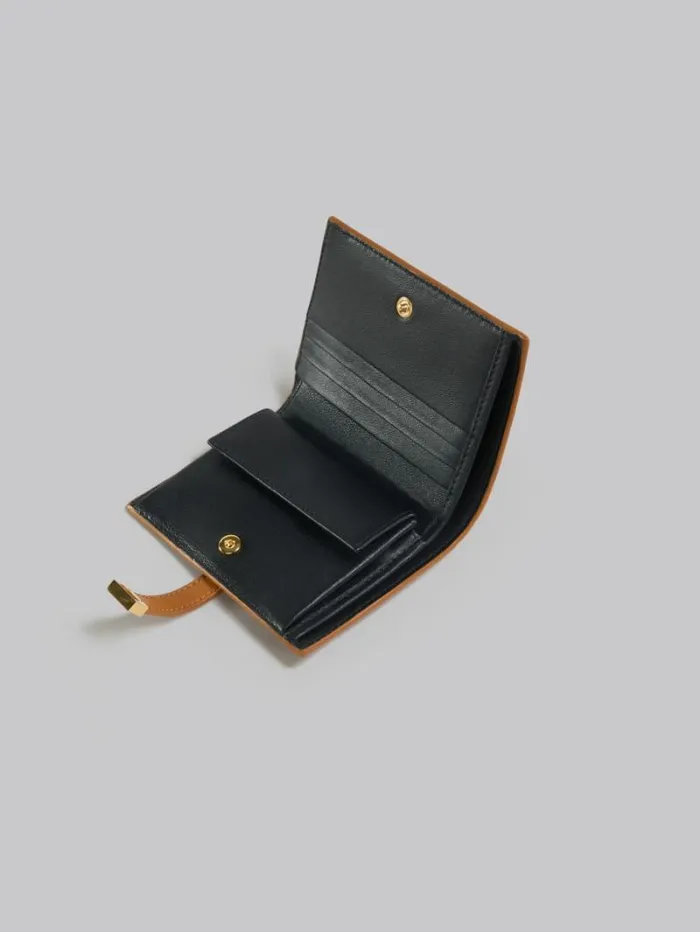 Women Marni Wallets and Small Leather Goods Brown Leather Bifold Prisma Wallet