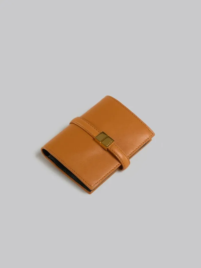 Women Marni Wallets and Small Leather Goods Brown Leather Bifold Prisma Wallet