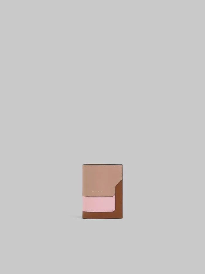 Women Marni Wallets and Small Leather Goods Dusty Pink Pink And Brown Saffiano Leather BiFold Wallet Women Marni Wallets and Small Leather Goods Dusty Pink Pink And Brown Saffiano Leather BiFold Wallet