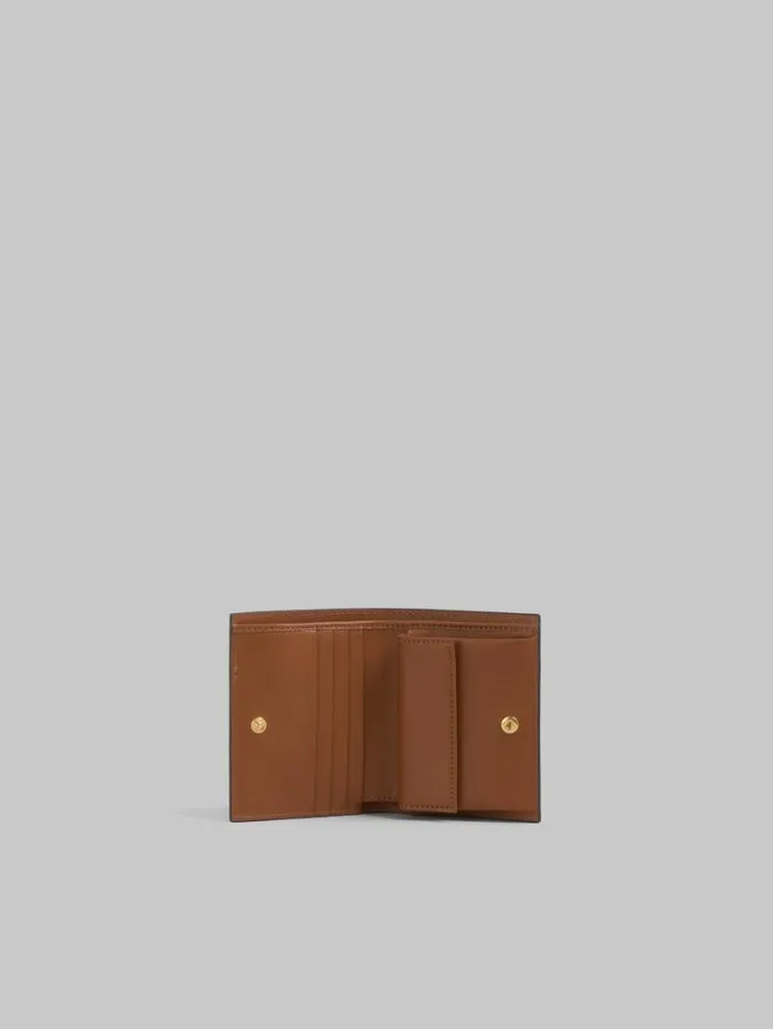 Women Marni Wallets and Small Leather Goods Dusty Pink Pink And Brown Saffiano Leather BiFold Wallet