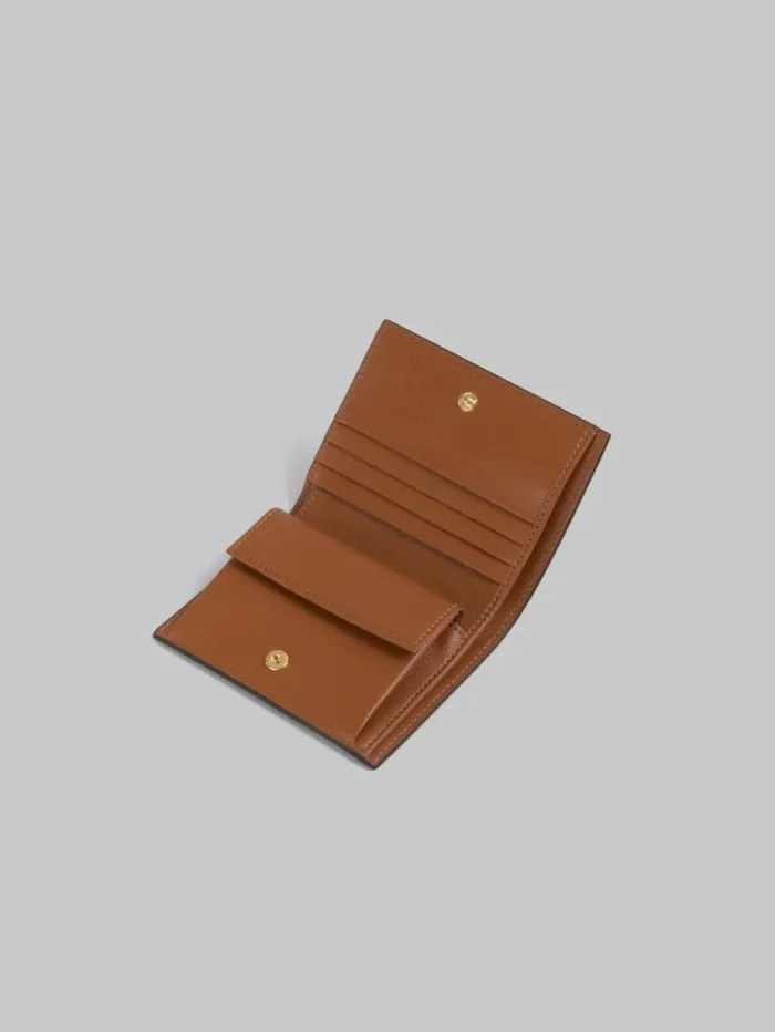 Women Marni Wallets and Small Leather Goods Dusty Pink Pink And Brown Saffiano Leather BiFold Wallet
