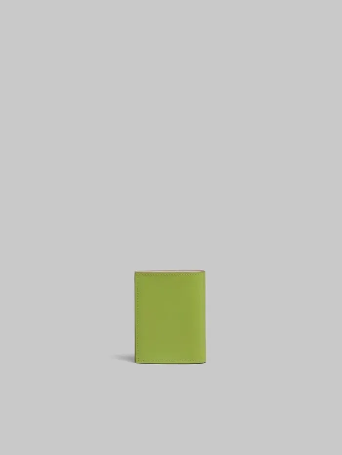 Women Marni Wallets and Small Leather Goods Green Leather Bifold Wallet With Raised Marni Logo