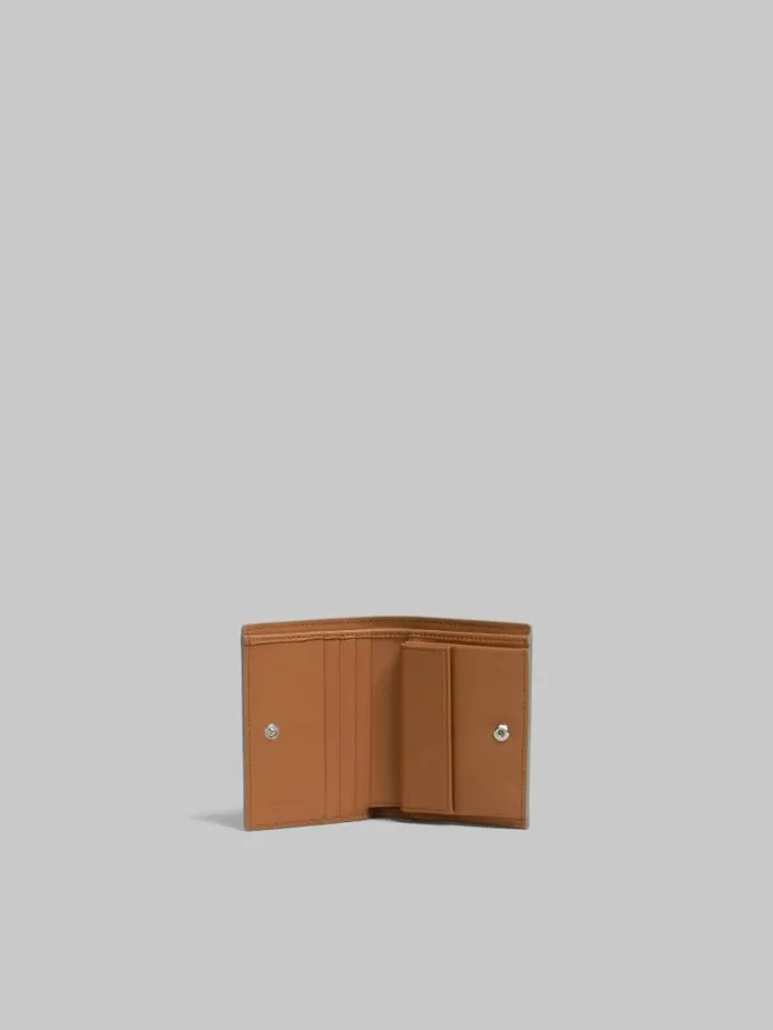 Women Marni Wallets and Small Leather Goods Grey Leather Bifold Wallet With Marni Mending