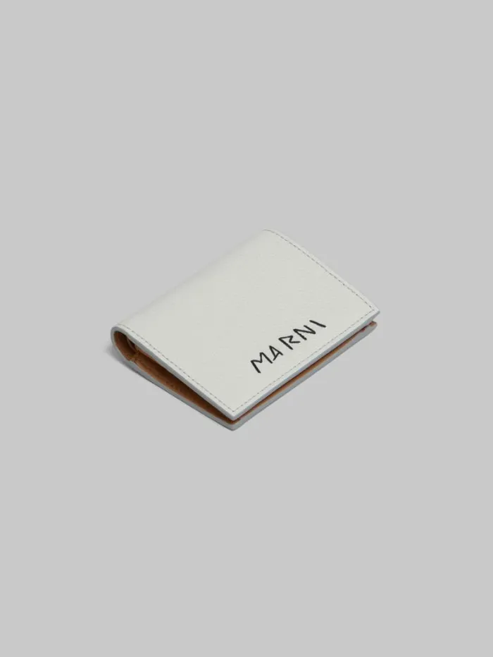 Women Marni Wallets and Small Leather Goods Grey Leather Bifold Wallet With Marni Mending