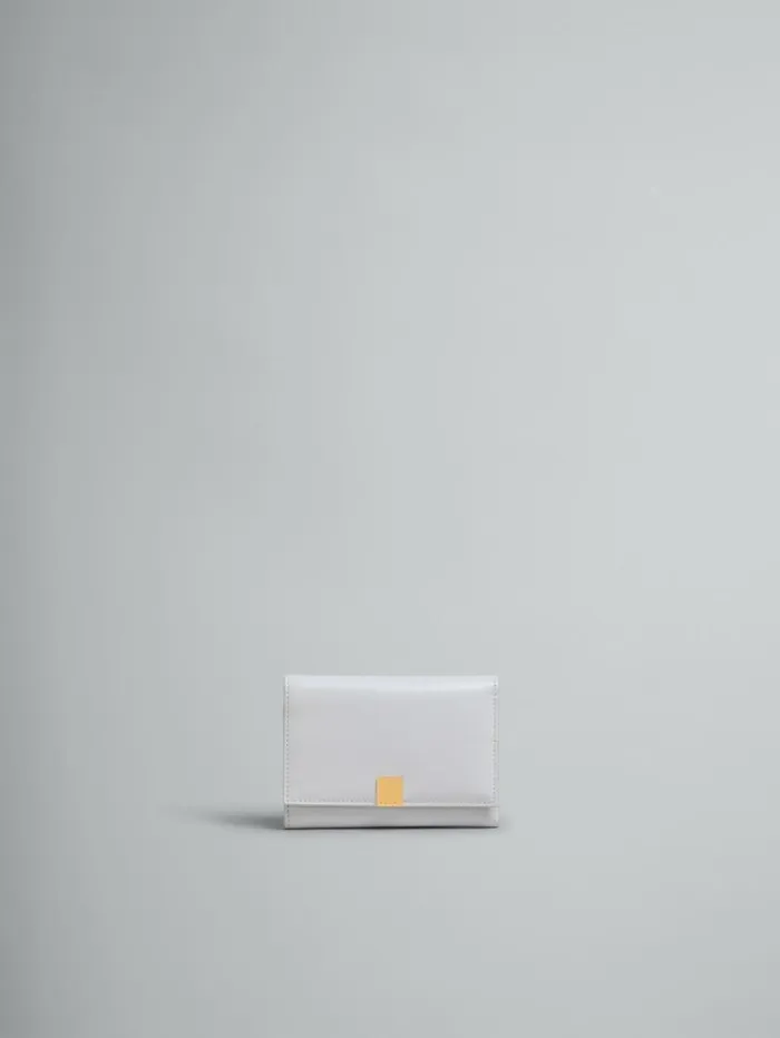 Women Marni Wallets and Small Leather Goods Grey Leather Trifold Prisma Wallet