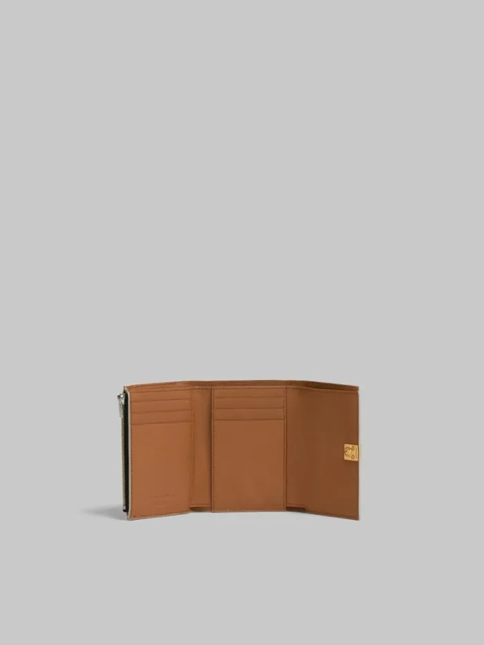 Women Marni Wallets and Small Leather Goods Grey Leather Trifold Prisma Wallet
