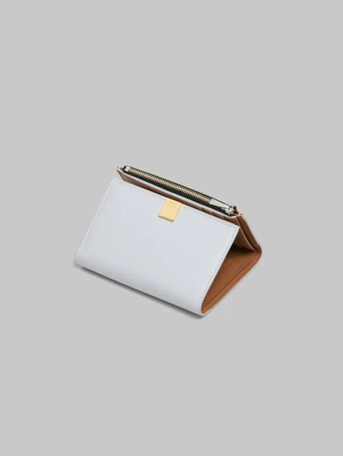 Women Marni Wallets and Small Leather Goods Grey Leather Trifold Prisma Wallet