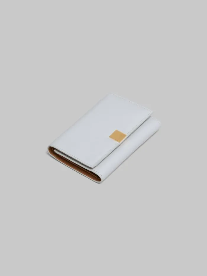Women Marni Wallets and Small Leather Goods Grey Leather Trifold Prisma Wallet