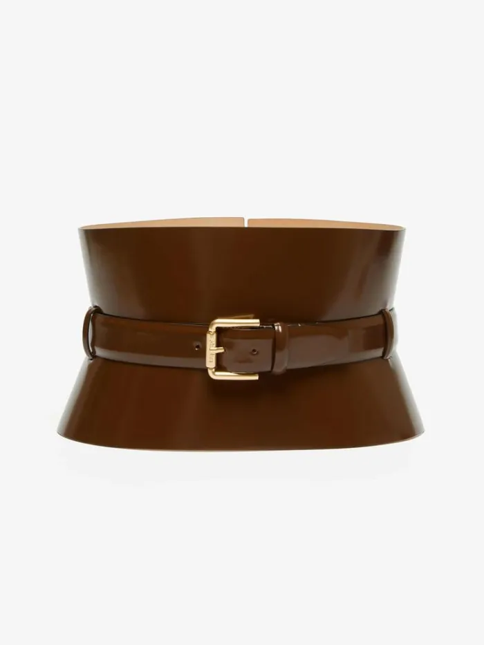 Women Max Mara Belts Leather Bustier Belt Brown