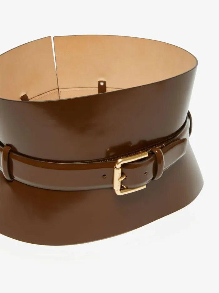 Women Max Mara Belts Leather Bustier Belt Brown