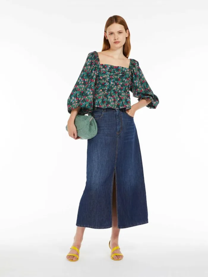 Women Max Mara Blouses Cotton Poplin Top Green