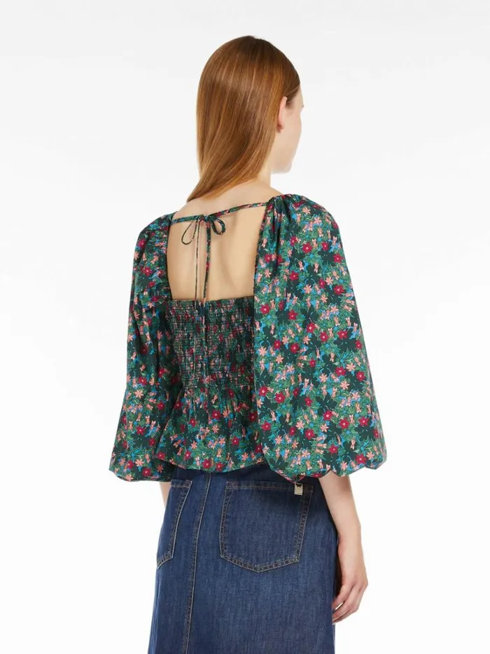 Women Max Mara Blouses Cotton Poplin Top Green