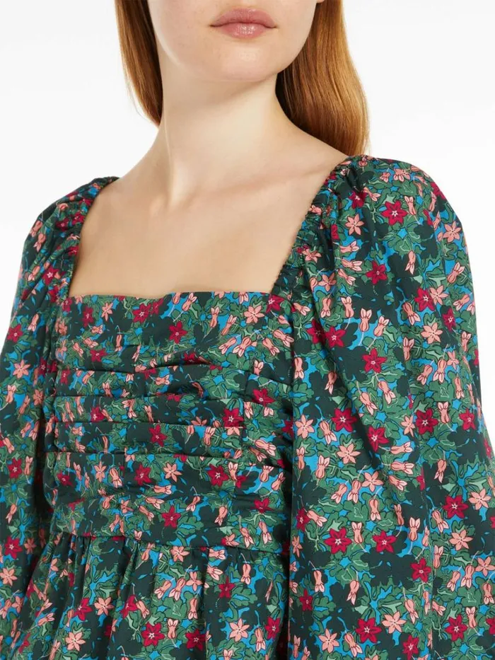 Women Max Mara Blouses Cotton Poplin Top Green