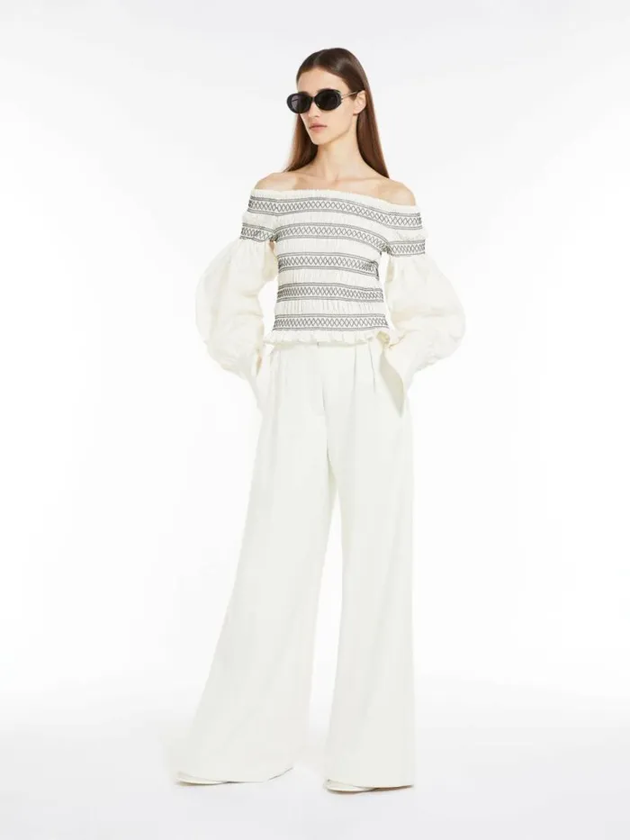 Women Max Mara Blouses Feminine Cotton Shirt Ivory