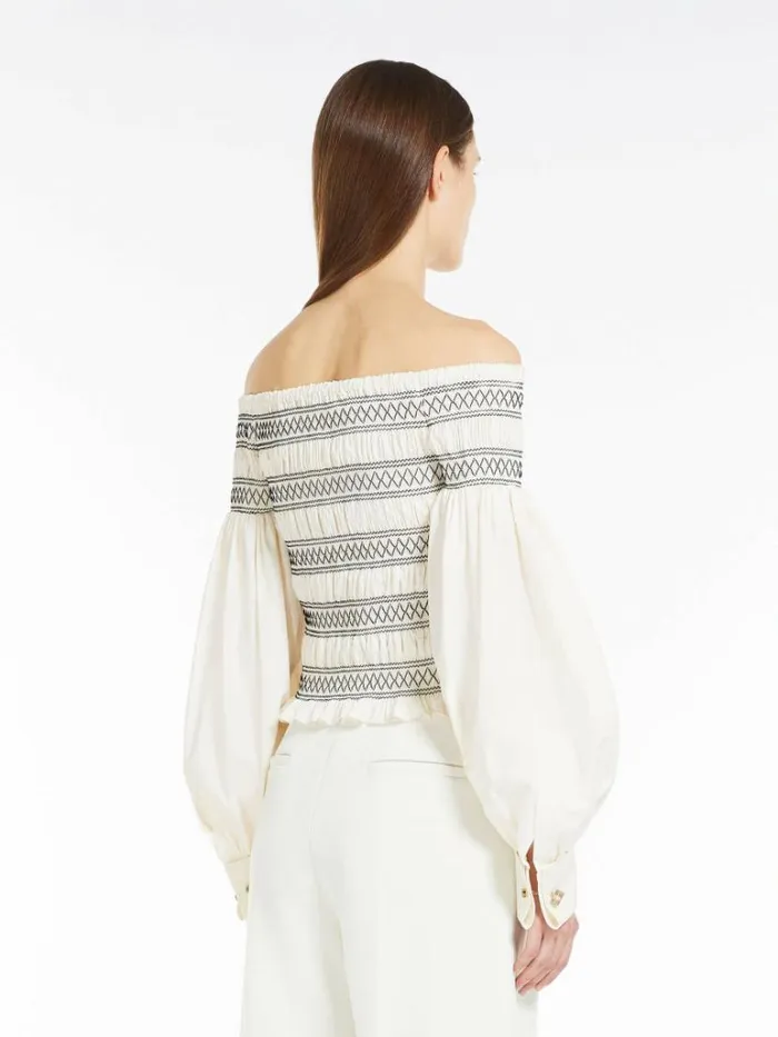 Women Max Mara Blouses Feminine Cotton Shirt Ivory