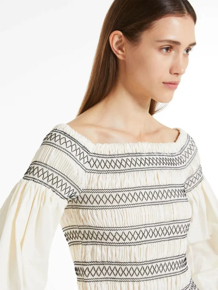 Women Max Mara Blouses Feminine Cotton Shirt Ivory