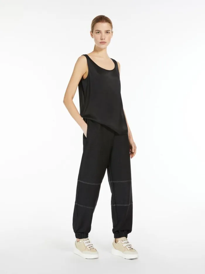 Women Max Mara Blouses Silk Satin Top Black