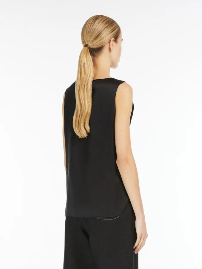 Women Max Mara Blouses Silk Satin Top Black