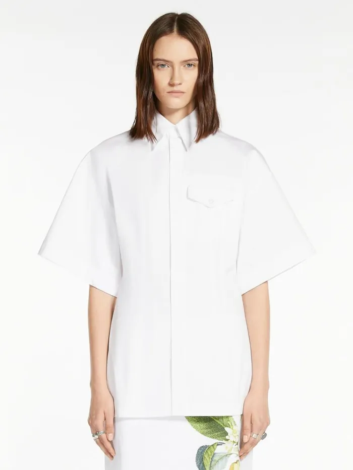 Women Max Mara Blouses Slimfit Cotton Shirt Optical White