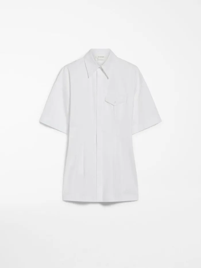 Women Max Mara Blouses Slimfit Cotton Shirt Optical White