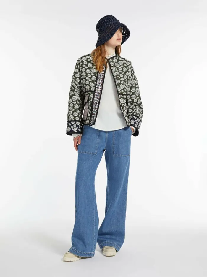 Women Max Mara Coats Quilted Cotton Jacket Kaki