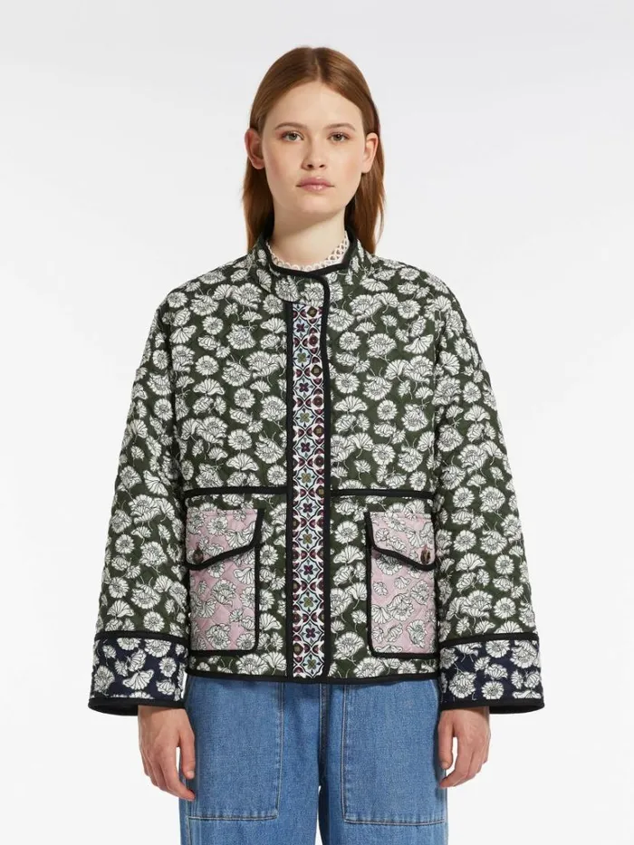 Women Max Mara Coats Quilted Cotton Jacket Kaki