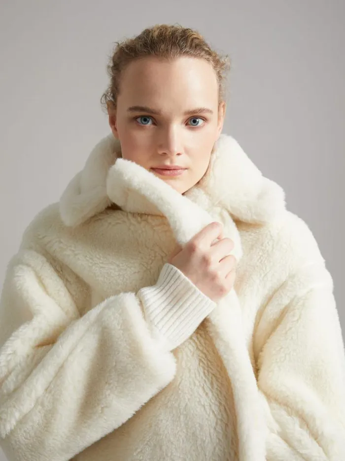 Women Max Mara Coats Teddy Bear Icon Coat White