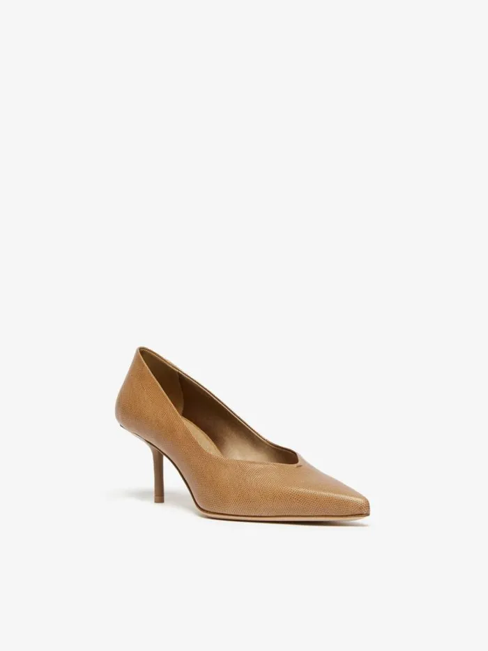 Women Max Mara Dcollet Lizardprint Leather Court Shoes Tobacco