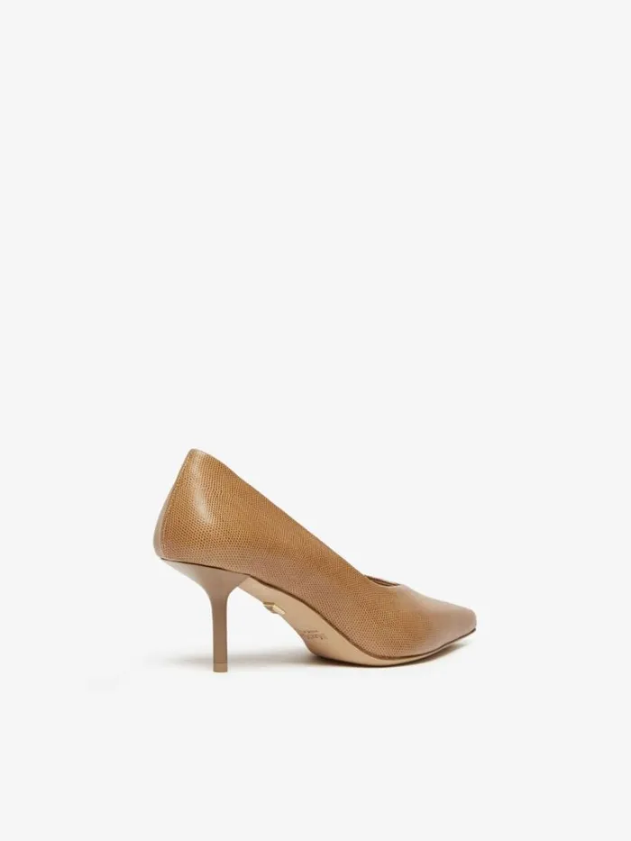 Women Max Mara Dcollet Lizardprint Leather Court Shoes Tobacco