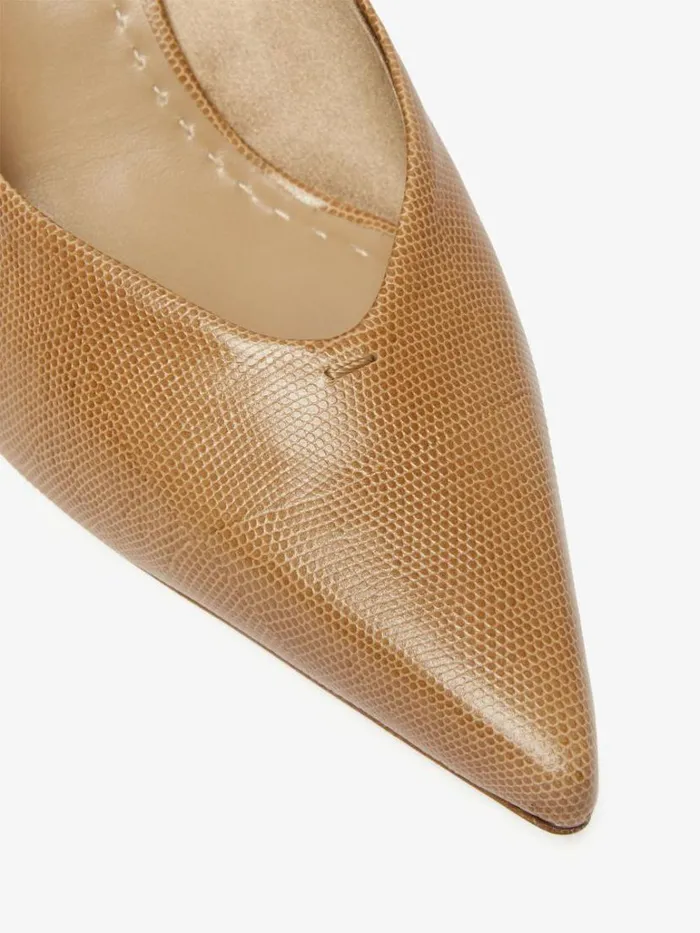 Women Max Mara Dcollet Lizardprint Leather Court Shoes Tobacco
