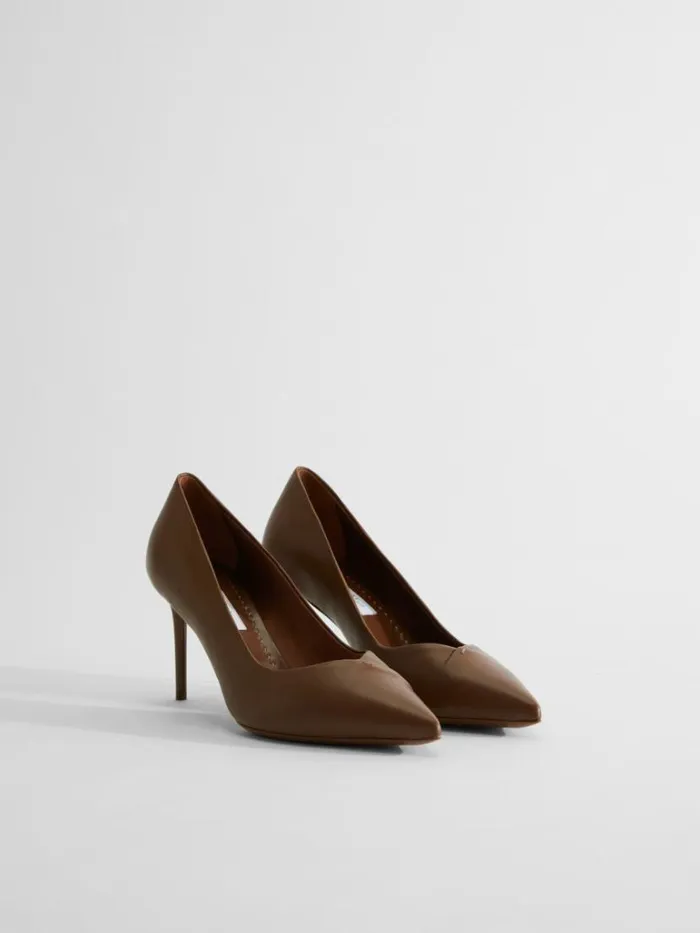 Women Max Mara Dcollet Nappa Leather Court Shoes Brown